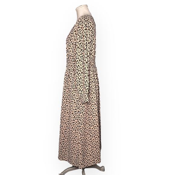 New $150 JCREW Button Front Midi Dress A-Line Leopard Brunch Party Sundress - Picture 7 of 13